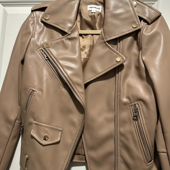 Superdown Brown Leather jacket - Picture 3 of 4